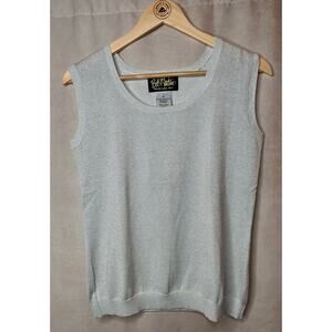 Vintage Bob Mackie Knit Tank Metallic Sleeveless Top XS Minimalist